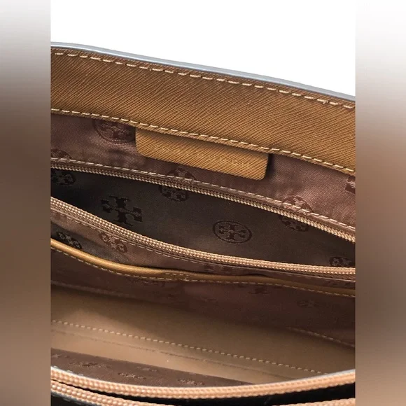 Tory Burch Emerson Handbag Tote Bag Brown Leather Ladies From Japan Used - Picture 10 of 12